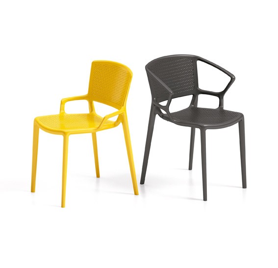 CHAIR FIORELLINA PERFORATED SEAT AND BACK WITH ARMS