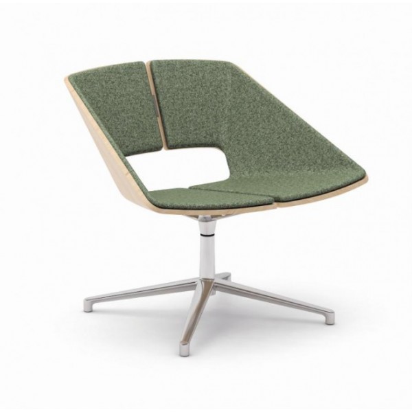 UPHOLSTERED ARMCHAIR HUG MAXI SWIEVEL ALUMINIUM BASE